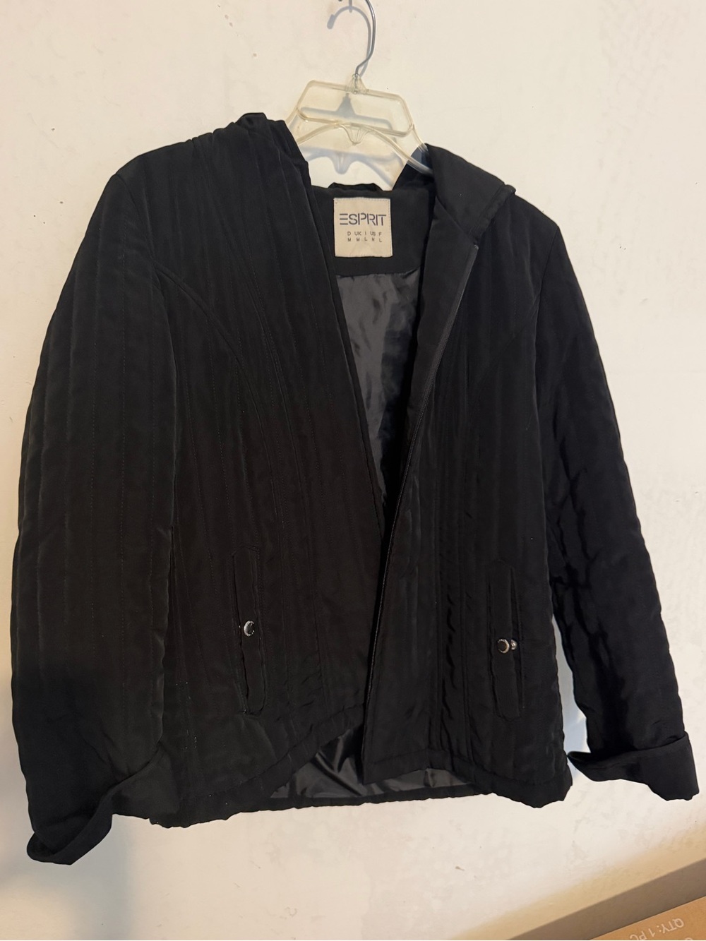 Esprit Black Quilted Hooded Puffer Jacket